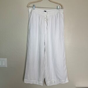 J.Crew Womens 100% Linen‎ Wide-leg Seaside Pant Boho Coastal Lightweight Pocket